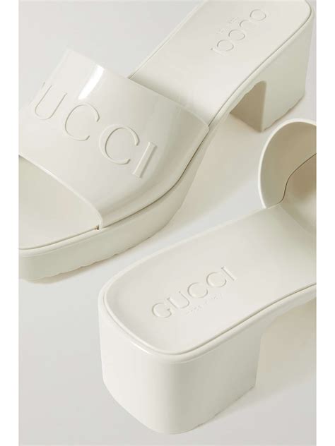 gucci plastique logo-embossed rubber mules|GUCCI Plastique logo.